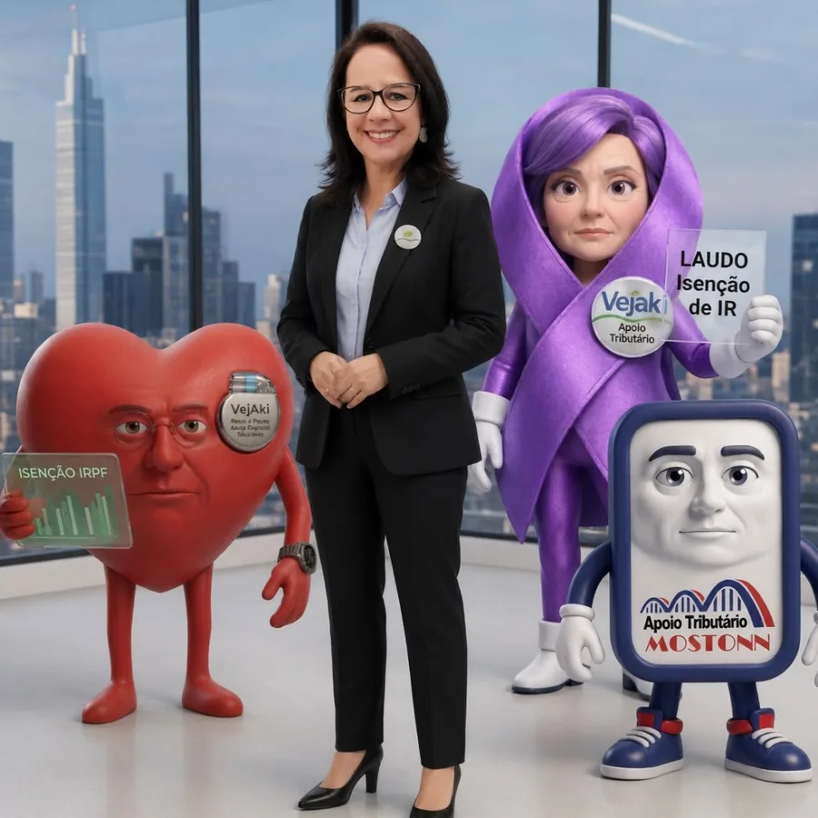 Equipe da Mostonn Apoio Contábil e mascotes do canal VejAki com laudos de isenção de IRPF